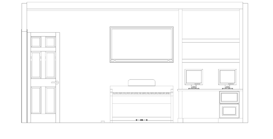 Beck/Allen office built-in — front elevation