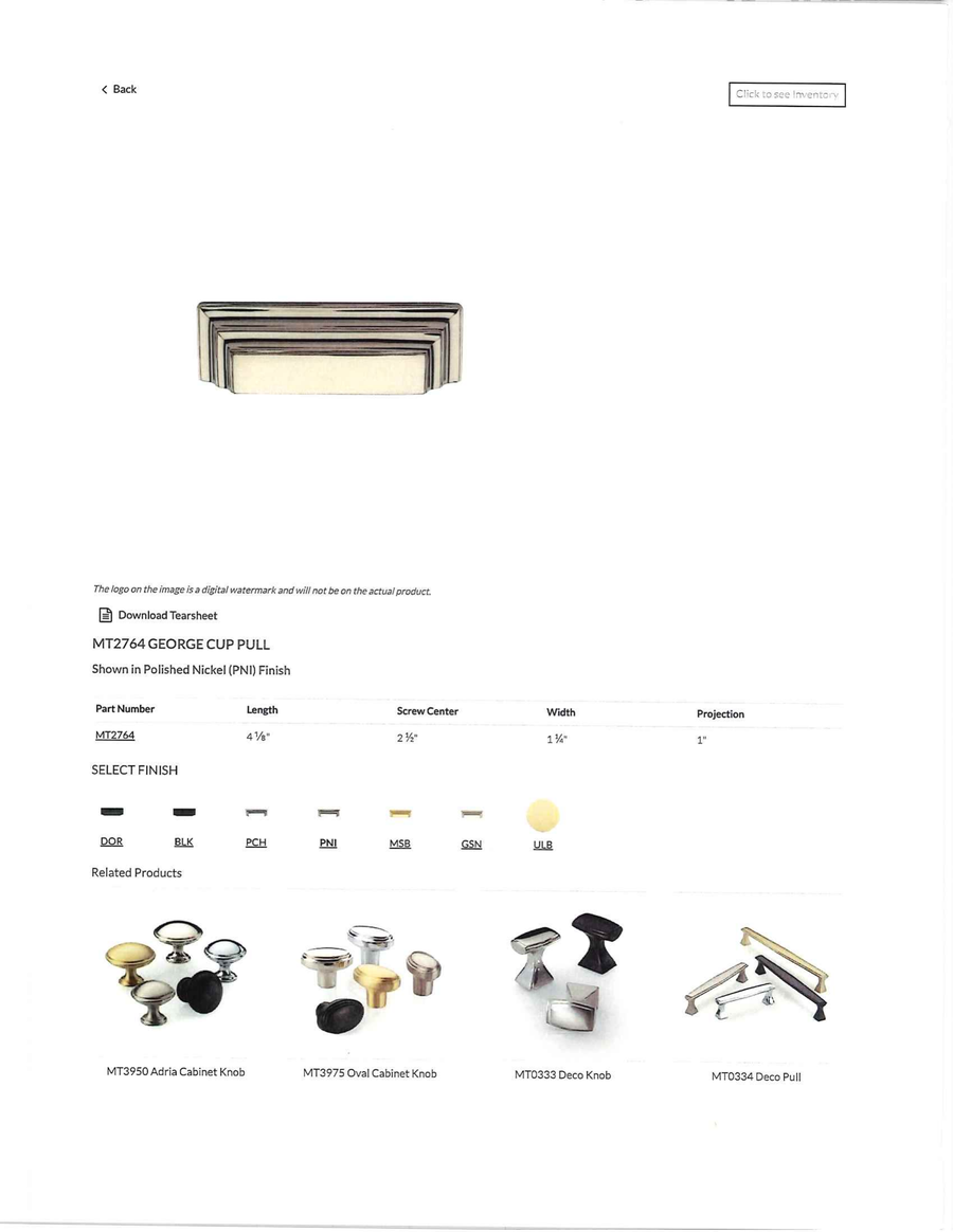 Ashley Norton Manzoni MT2764 George cup pull, polished nickel