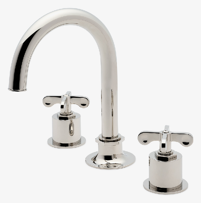 Waterworks Henry Gooseneck Lavatory Faucet with Cross Handles, Nickel