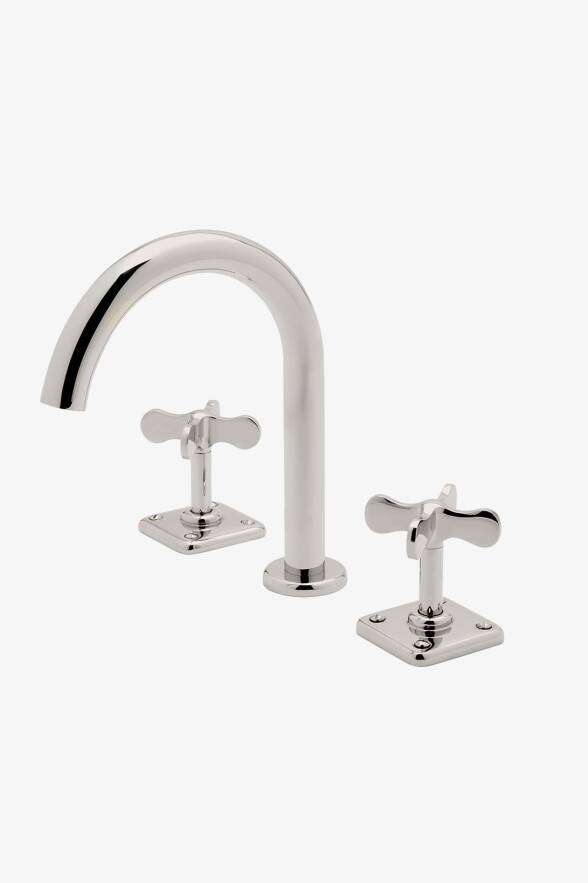 WaterWorks Ludlow Gooseneck Lavatory Faucet Cross Handles Nickel